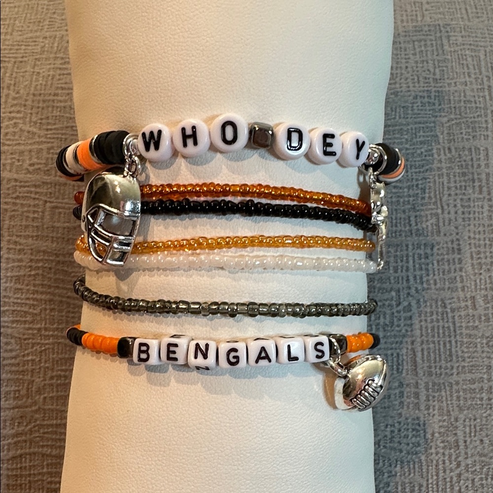 Bengals Beaded Bracelet Set of 7